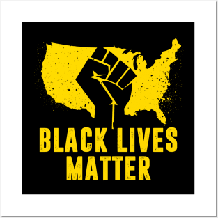 Black Lives Matter Fist Over United States Posters and Art